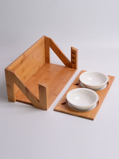 Whisker-Approved Woodwork - Cat Bowl Wooden Dish Rack