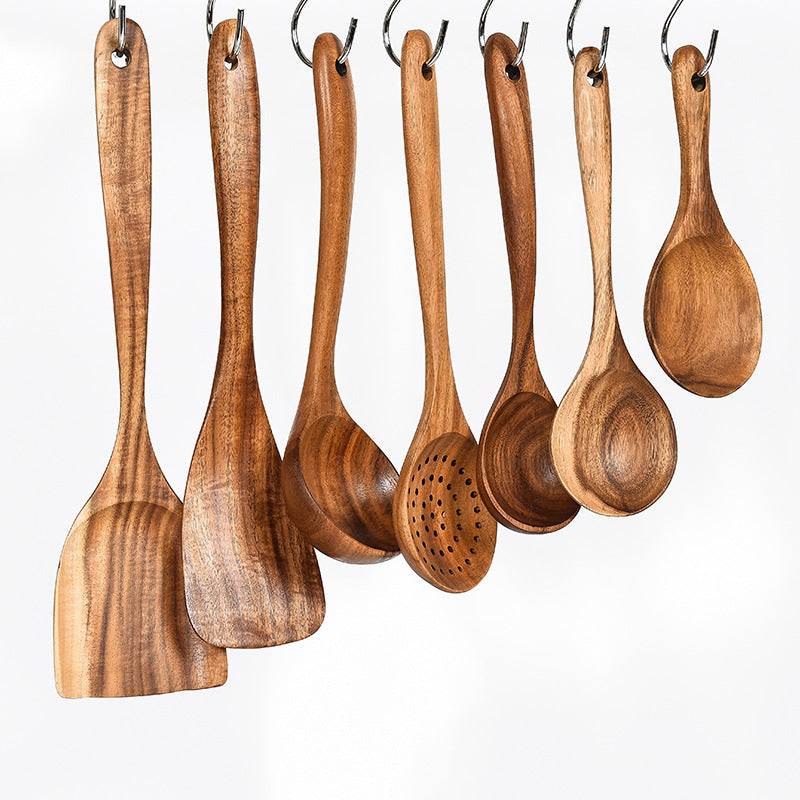 Timeless Teak Treasures - Premium Natural Wood Kitchen Tools Collection