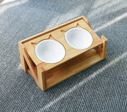 Whisker-Approved Woodwork - Cat Bowl Wooden Dish Rack