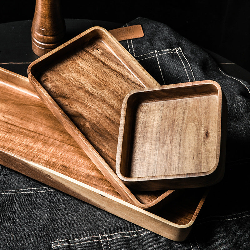 Elevate Your Dining Experience - Rectangular Deep Wood Plates