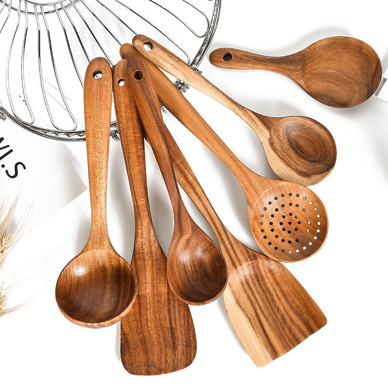 Timeless Teak Treasures - Premium Natural Wood Kitchen Tools Collection