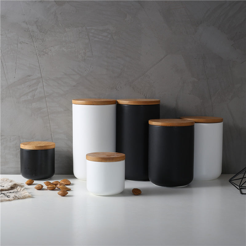 Elegant Kitchen Storage - Ceramic Sealed Storage Jar with Wooden Lid