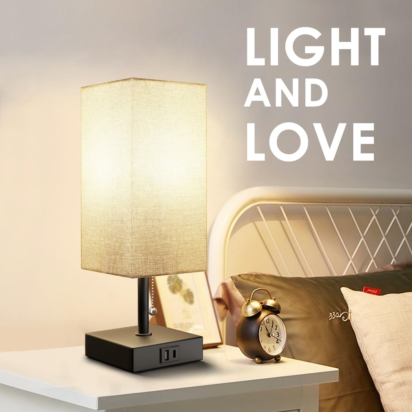 Versatile Bedside Table Lamp with 3 Levels Brightness and USB Charging Ports