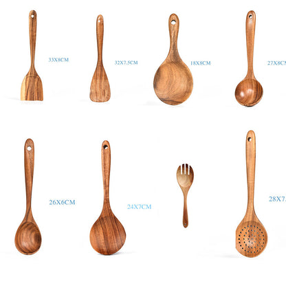 Timeless Teak Treasures - Premium Natural Wood Kitchen Tools Collection