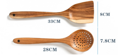 Timeless Teak Treasures - Premium Natural Wood Kitchen Tools Collection