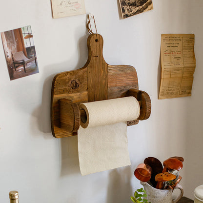 Timeless Charm - Natural Old Wood Paper Roll Kitchen Tissue Holder