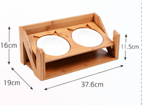 Whisker-Approved Woodwork - Cat Bowl Wooden Dish Rack