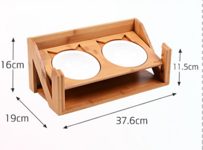 Whisker-Approved Woodwork - Cat Bowl Wooden Dish Rack