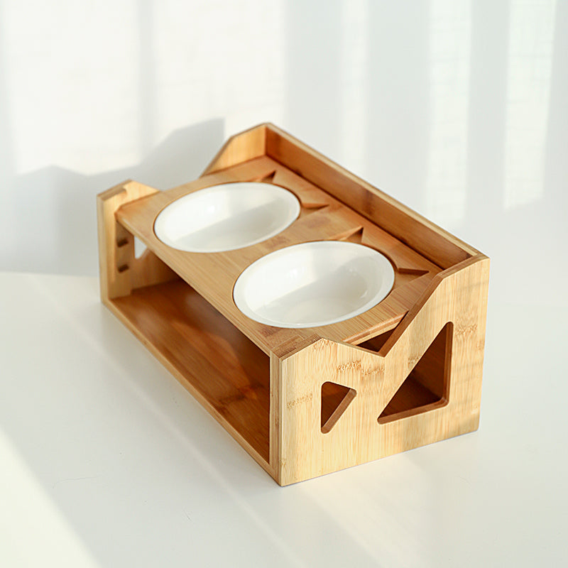 Whisker-Approved Woodwork - Cat Bowl Wooden Dish Rack