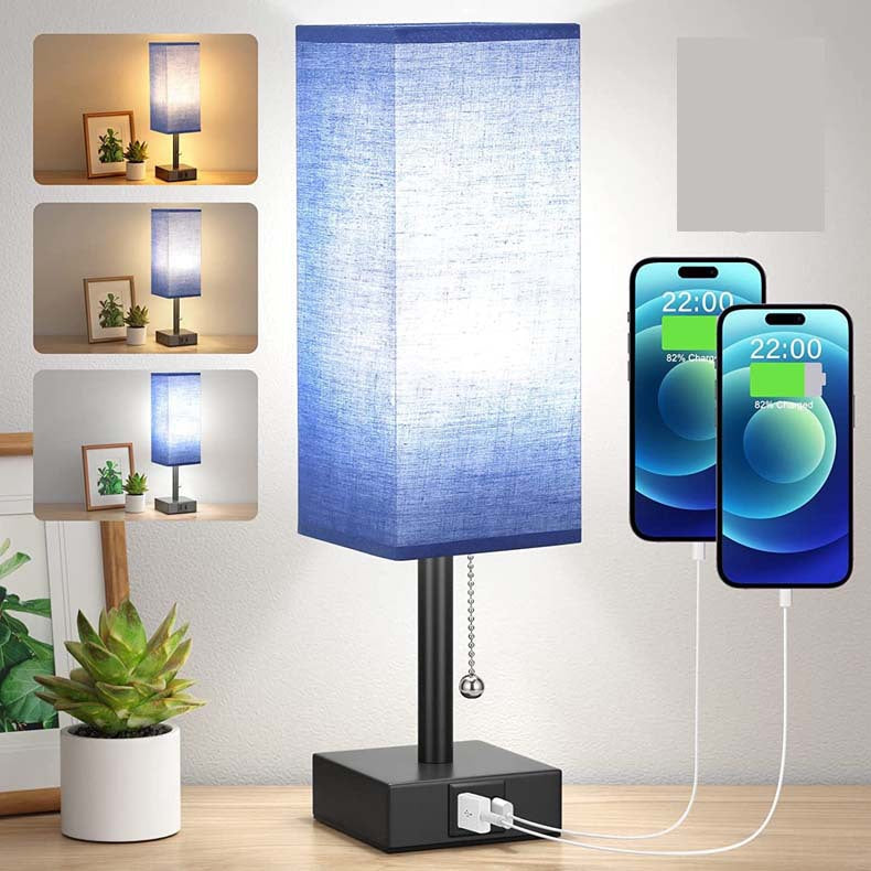 Versatile Bedside Table Lamp with 3 Levels Brightness and USB Charging Ports