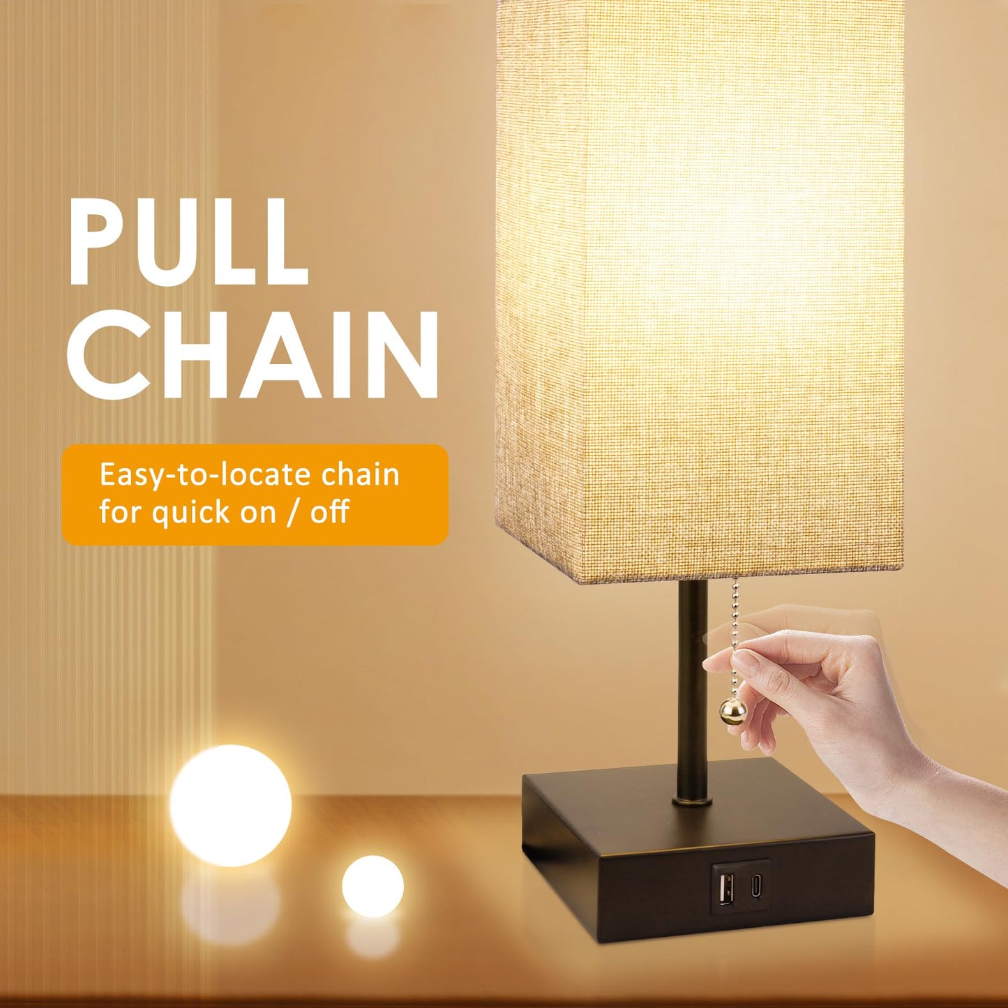 Versatile Bedside Table Lamp with 3 Levels Brightness and USB Charging Ports