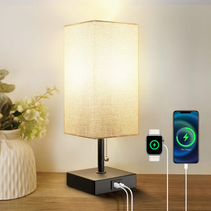 Versatile Bedside Table Lamp with 3 Levels Brightness and USB Charging Ports