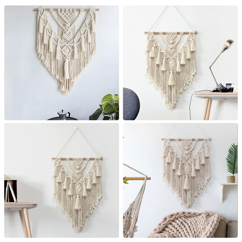 Boho Bliss: Hand-Woven Macramé Wall Hanging Tapestry - Artistic Elegance Meets Bohemian Flair