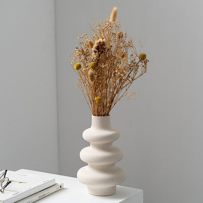 Nordic Serenity - Beige Ceramic Vase: Elegance in Simplicity