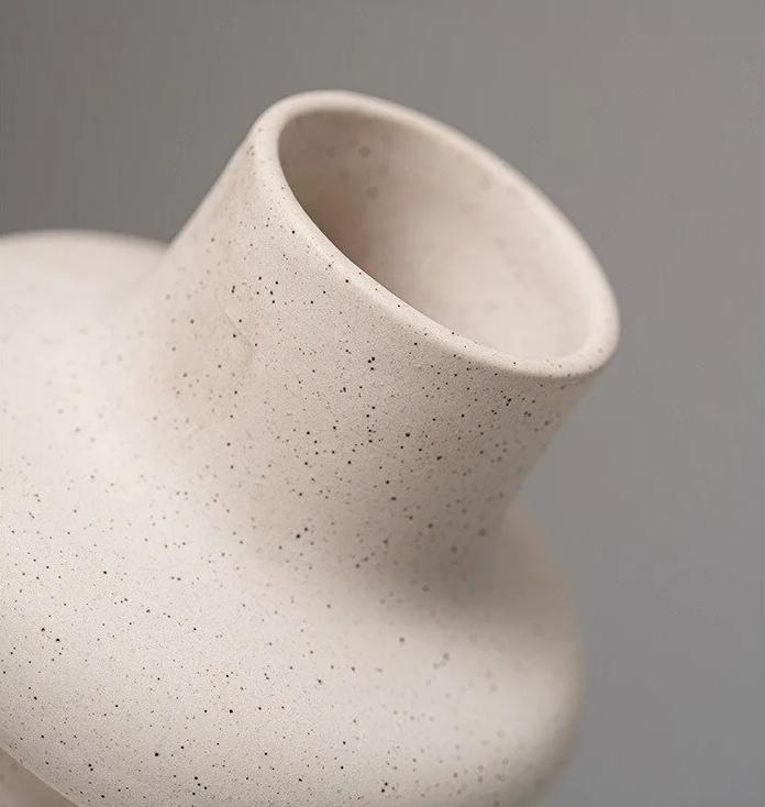 Nordic Serenity - Beige Ceramic Vase: Elegance in Simplicity