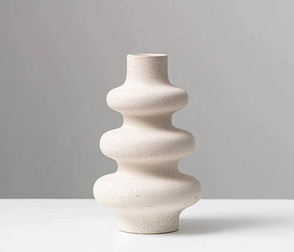 Nordic Serenity - Beige Ceramic Vase: Elegance in Simplicity