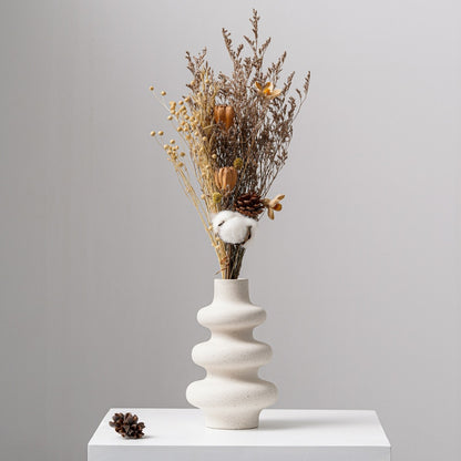 Nordic Serenity - Beige Ceramic Vase: Elegance in Simplicity