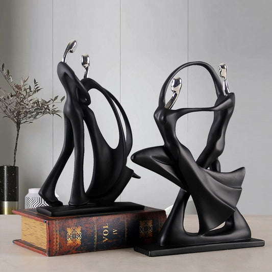 Graceful Embrace: Nordic Art Dancing Couple Resin Figurine - An Ode to Romance and Elegance for Home Decor