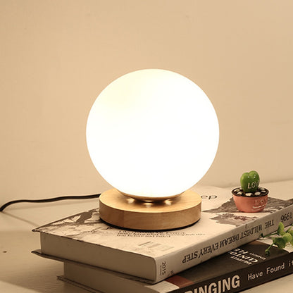 Nordic Radiance - Contemporary Wooden Desk Lamp with Frosted Glass Elegance