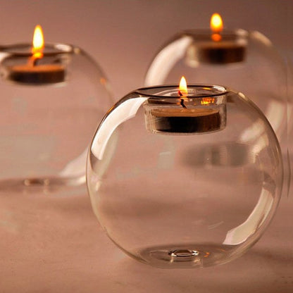 Lustrous Luminaire: European Hollow Glass Candle Holder - An Epitome of Elegance for Celebratory Occasions