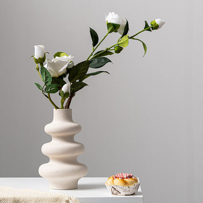 Nordic Serenity - Beige Ceramic Vase: Elegance in Simplicity