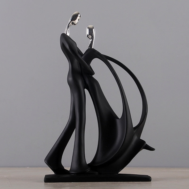 Graceful Embrace: Nordic Art Dancing Couple Resin Figurine - An Ode to Romance and Elegance for Home Decor