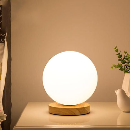 Nordic Radiance - Contemporary Wooden Desk Lamp with Frosted Glass Elegance