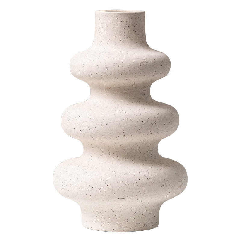 Nordic Serenity - Beige Ceramic Vase: Elegance in Simplicity